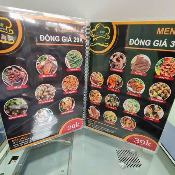 In menu bìa cứng ép plastic